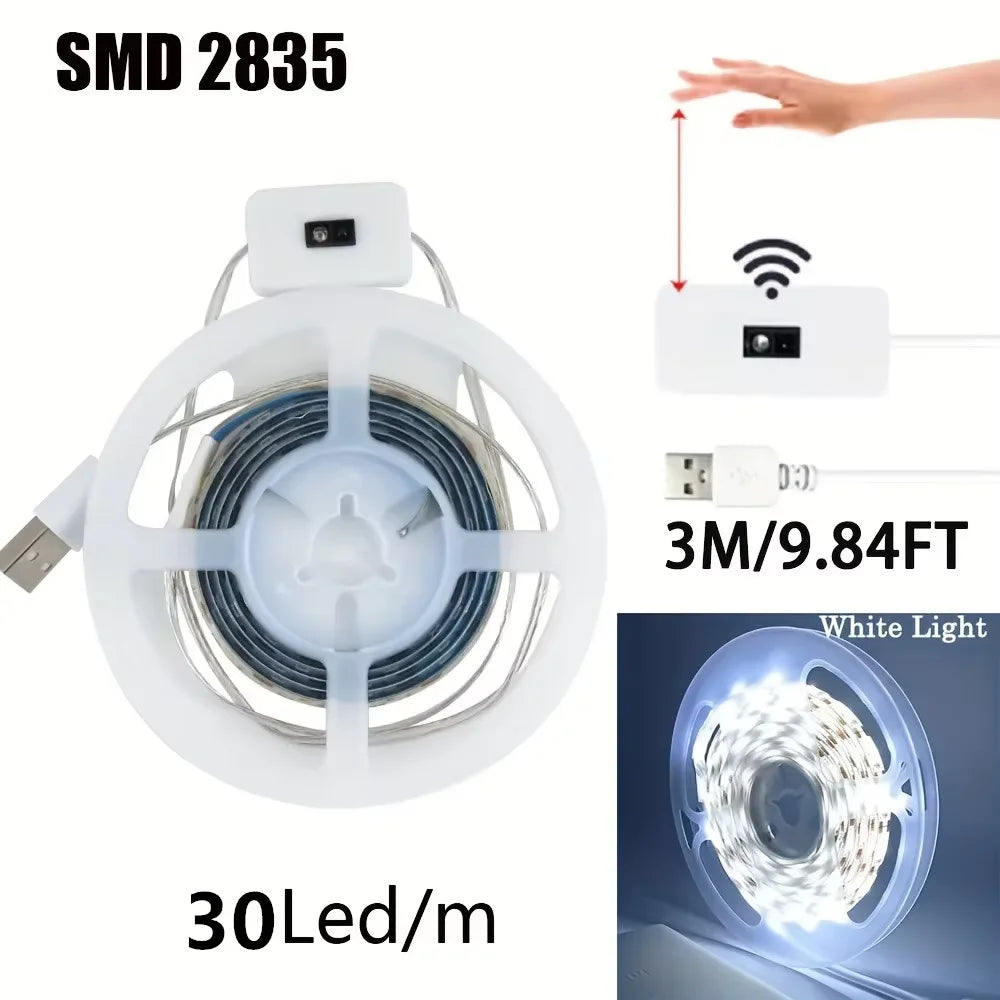 DC 5V USB Motion Backlight LED Light Strip Hand Sweep Waving ON OFF Sensor TV Kitchen Under Cabinet Lamp