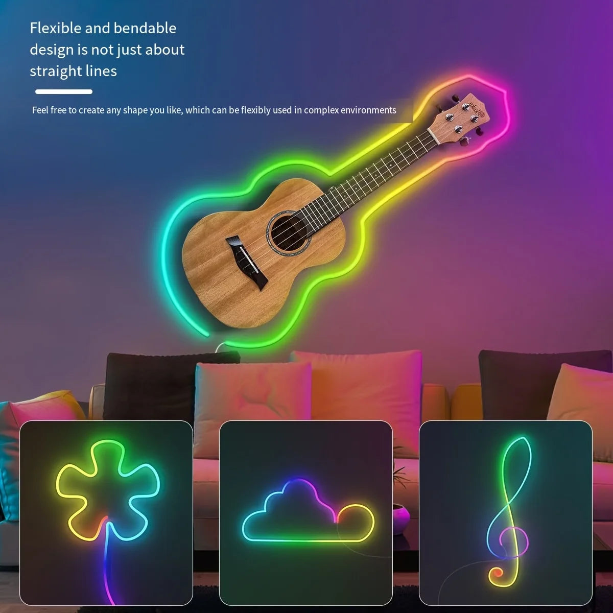 5V USB RGBIC Neon LED Strip Lights with Bluetooth APP Contro