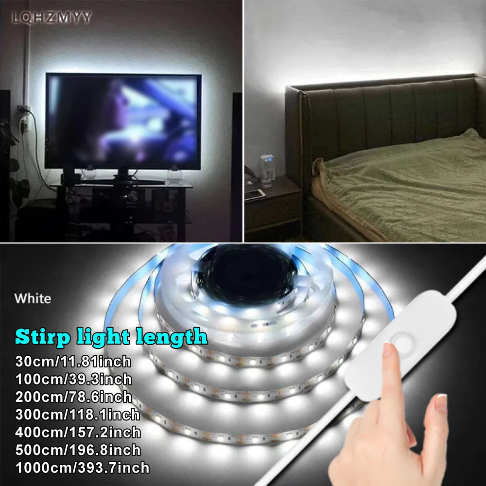 10m / 5m / 3m / 2m / 1m Led Light Strip USB Plug-In Flexible Light Strip USB Powered Built-In Button Switch Waterproof and Energy-Saving Light Strip Adhesive Backing Can Be Cut to Design Adhesive Inst