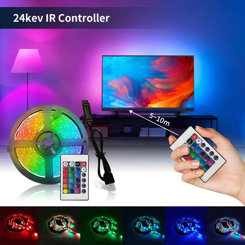 1m USB LED Strip Lights 60LEDs/m RGB Tape SMD 2835 With Remo