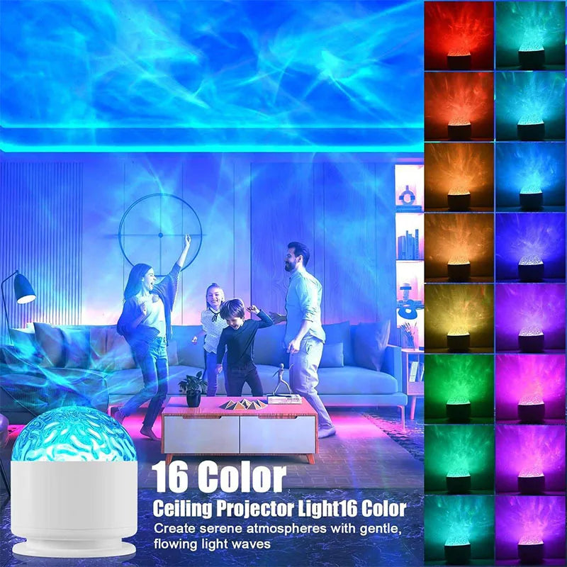 Aurora Borealis Starry Sky Rotating Projector with Remote Co