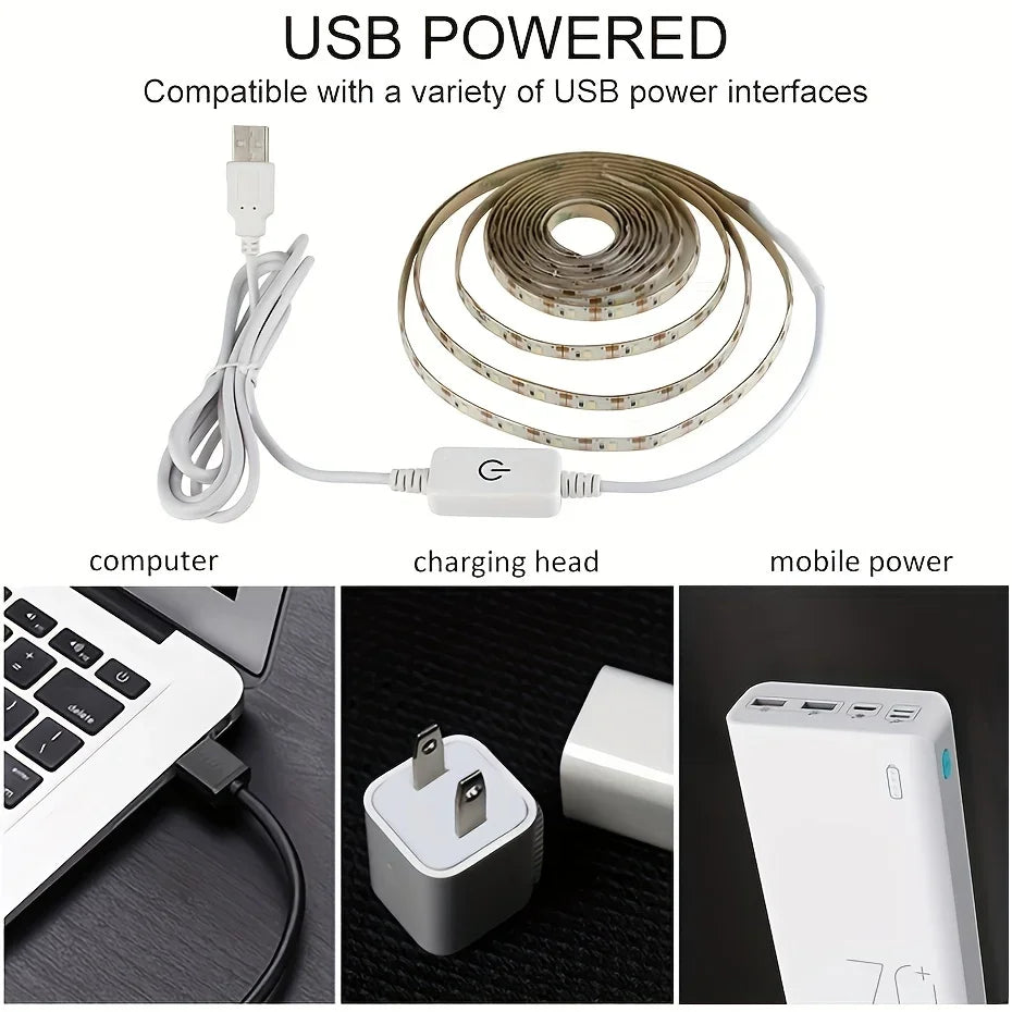 USB LED Strip Light Touch Sensing Flexible Ribbon Tape SMD28