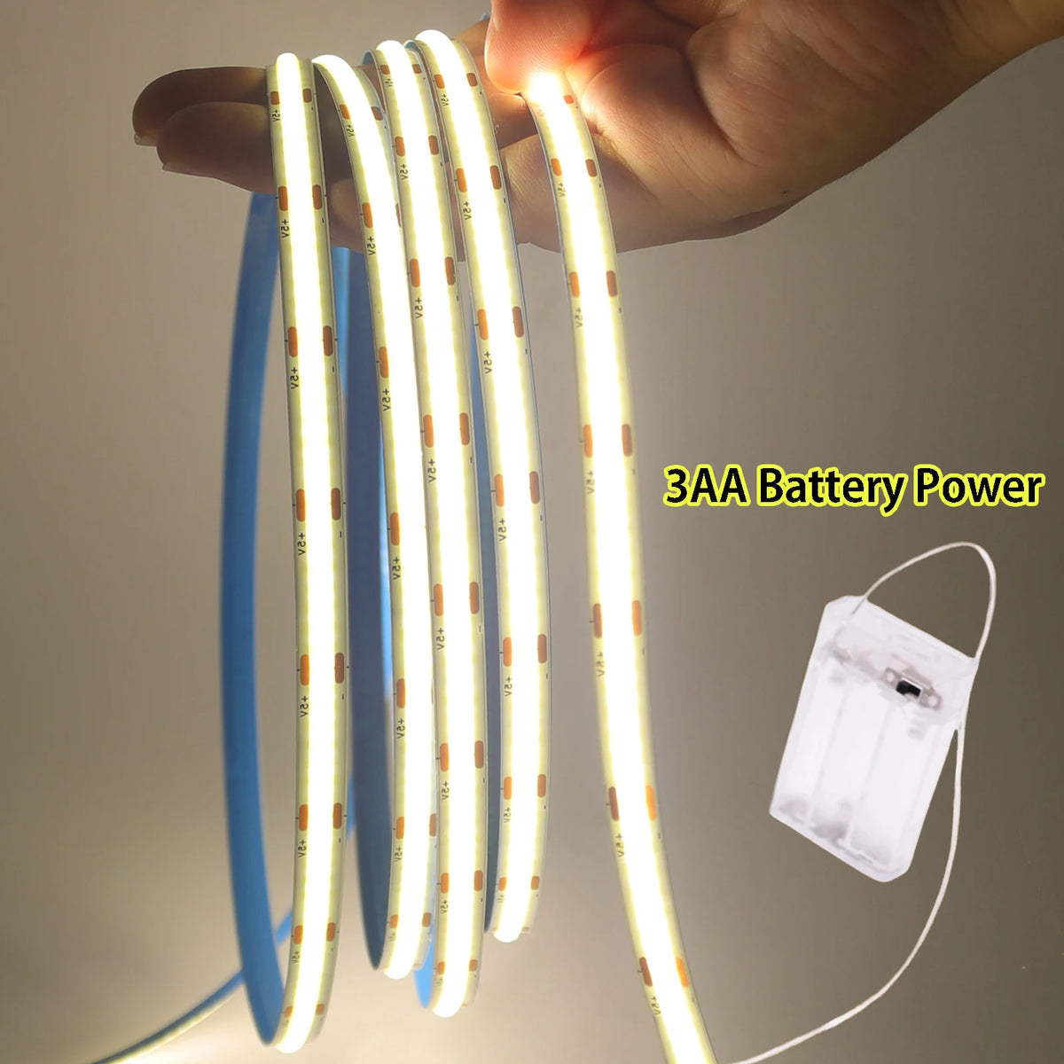 3AA Battery Power COB LED Strip Light 5V 320LEDs/M 1m 2m 3m 