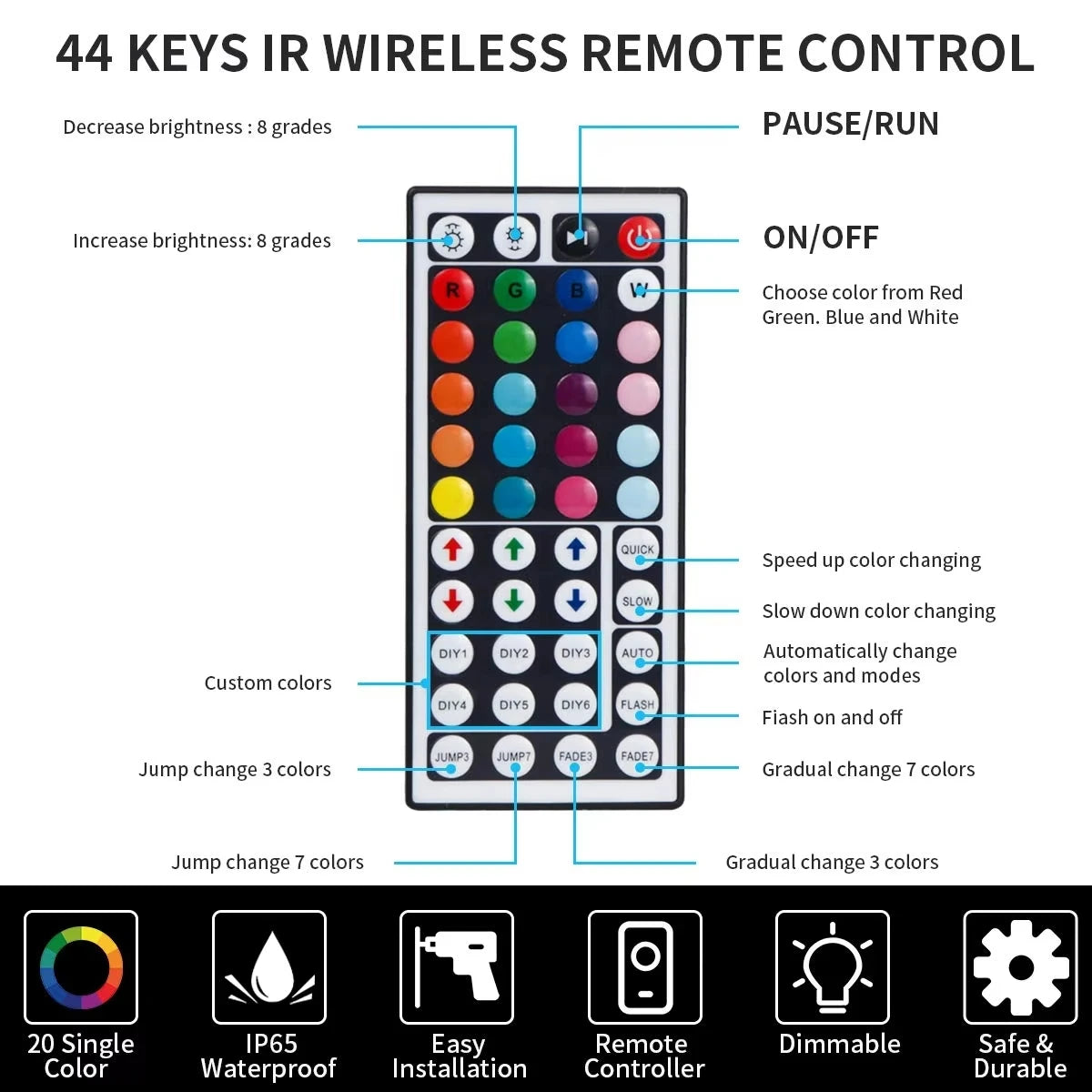 Smart RGB 5050 LED Wall Strip Lights Bluetooth Music Sync AP