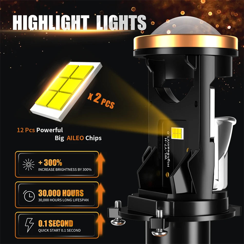 AILEO H4 9003/HB2 Led Headlight Bulbs Canbus 20000LM With Mi