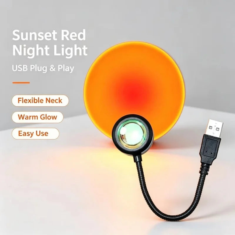 LED Sunset Lamp Nightlights USB Projector Birthday Party Dec