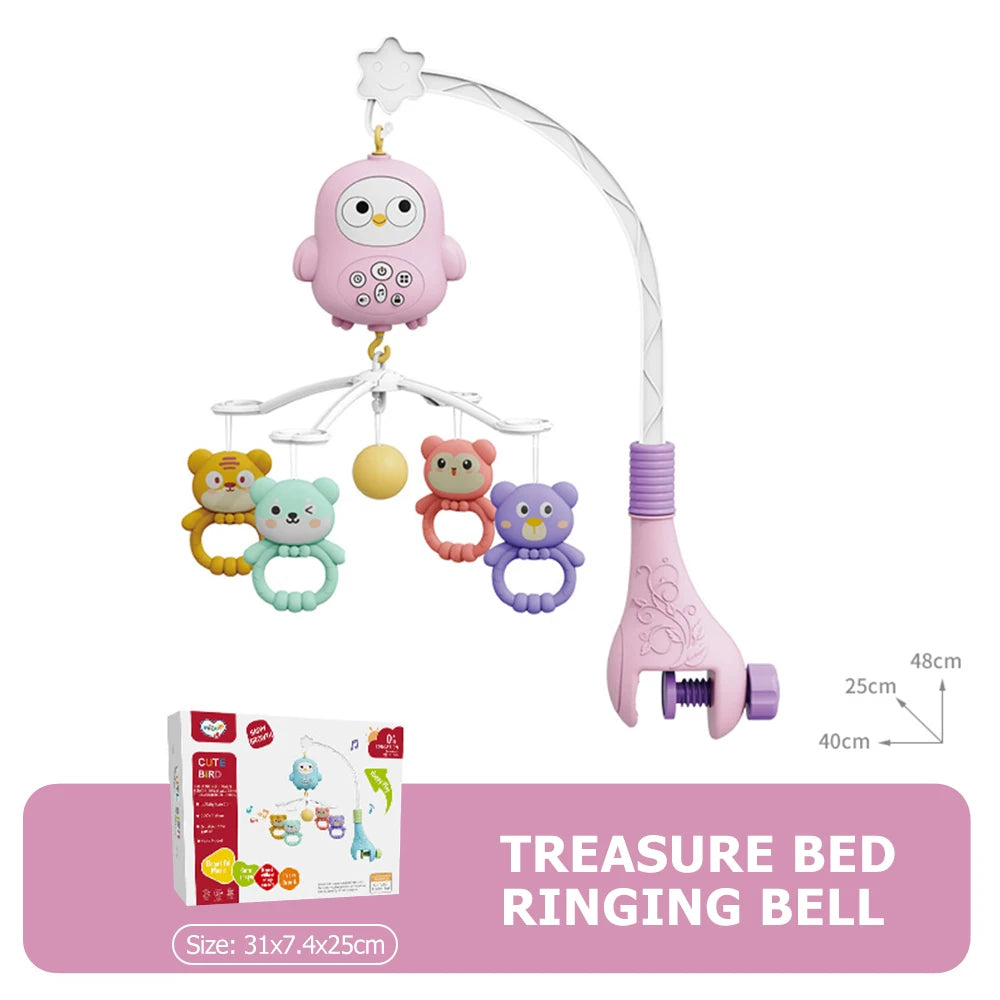 Baby Crib Mobile with Projector and Night Light Remote Control Musical Rotating Toy with Soothing Lullabies for Newborns