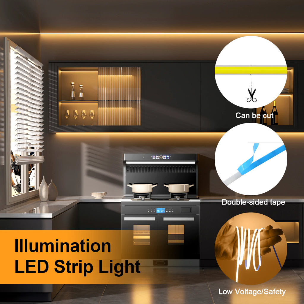 DC 5V COB LED Strip 3mm 5mm 8mm 320LEDs/M High Density Flexi
