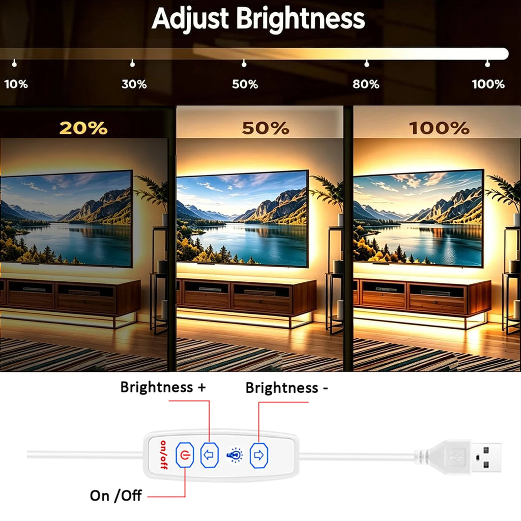 LED Strip Lights USB 5V COB Led Strip with Dimmer for Under 