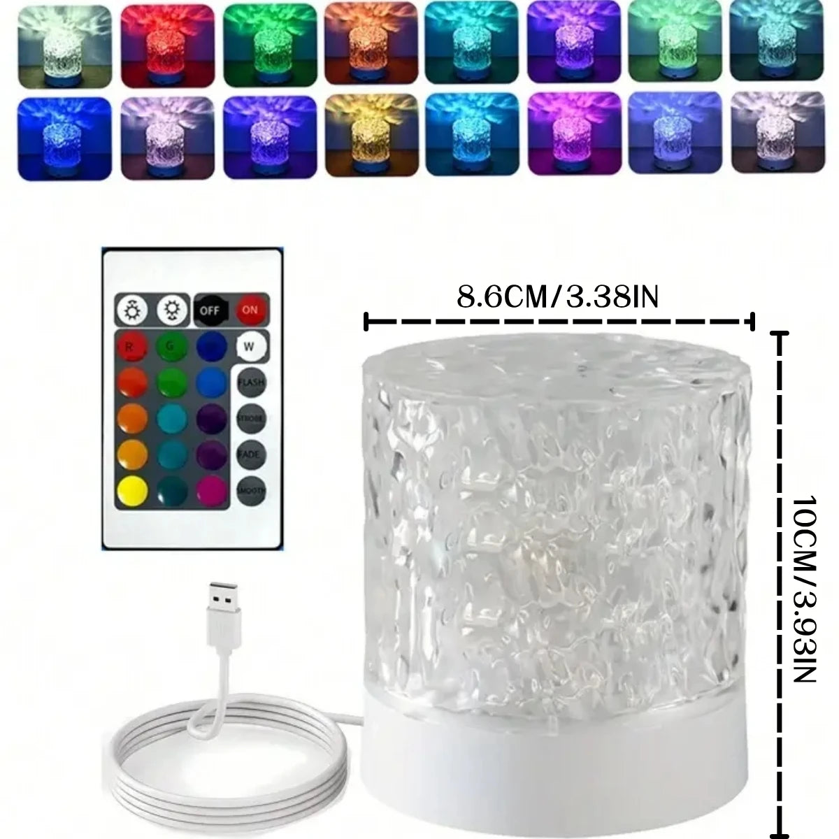 Rechargeable 16 Color LED Water Ripple Projector Night Light