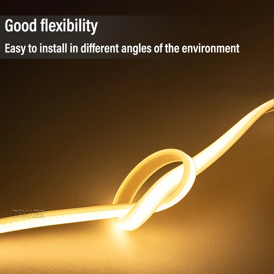 220V COB LED Strip with Switch /Dimmable Waterproof 360LED S