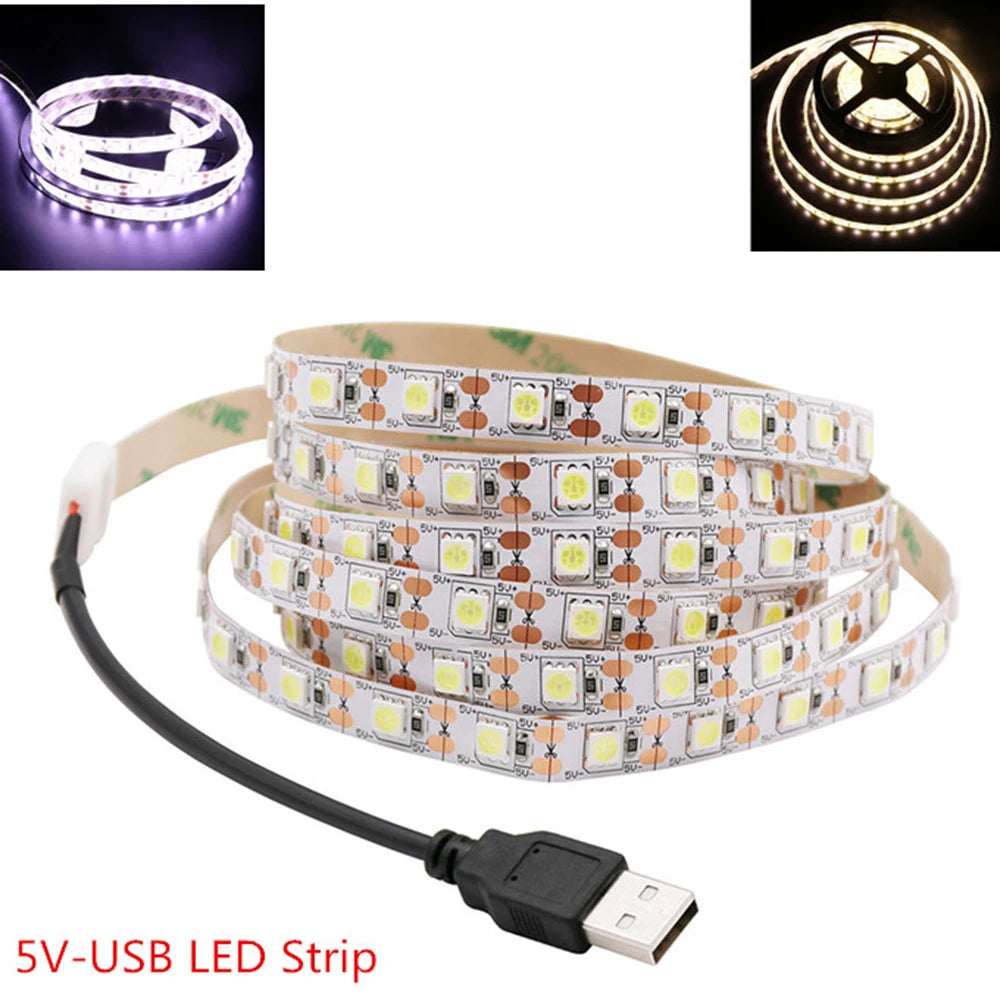 5V USB LED Strip 5050 Cold White/Warm White TV Background Li