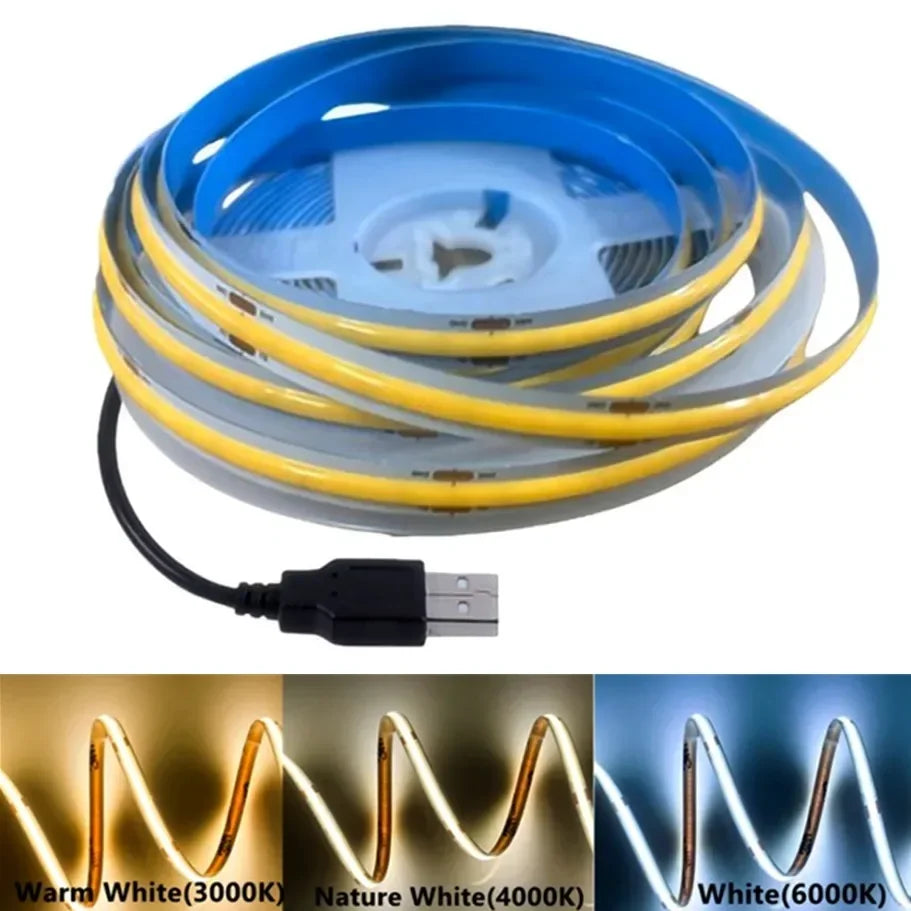 DC5V COB LED Light Strip With USB Power Supply Light 320LED/