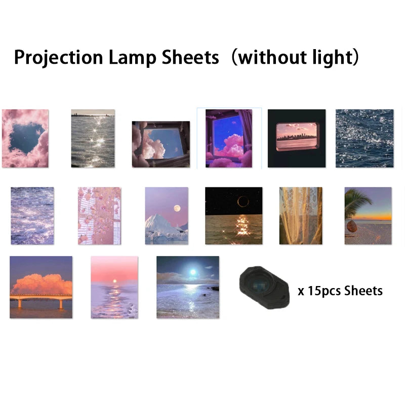 16pcs Projection Lamp Sheets Decoration Indoor Projector Light Pictures Reusable Holiday Party Lighting Decorative Replacement