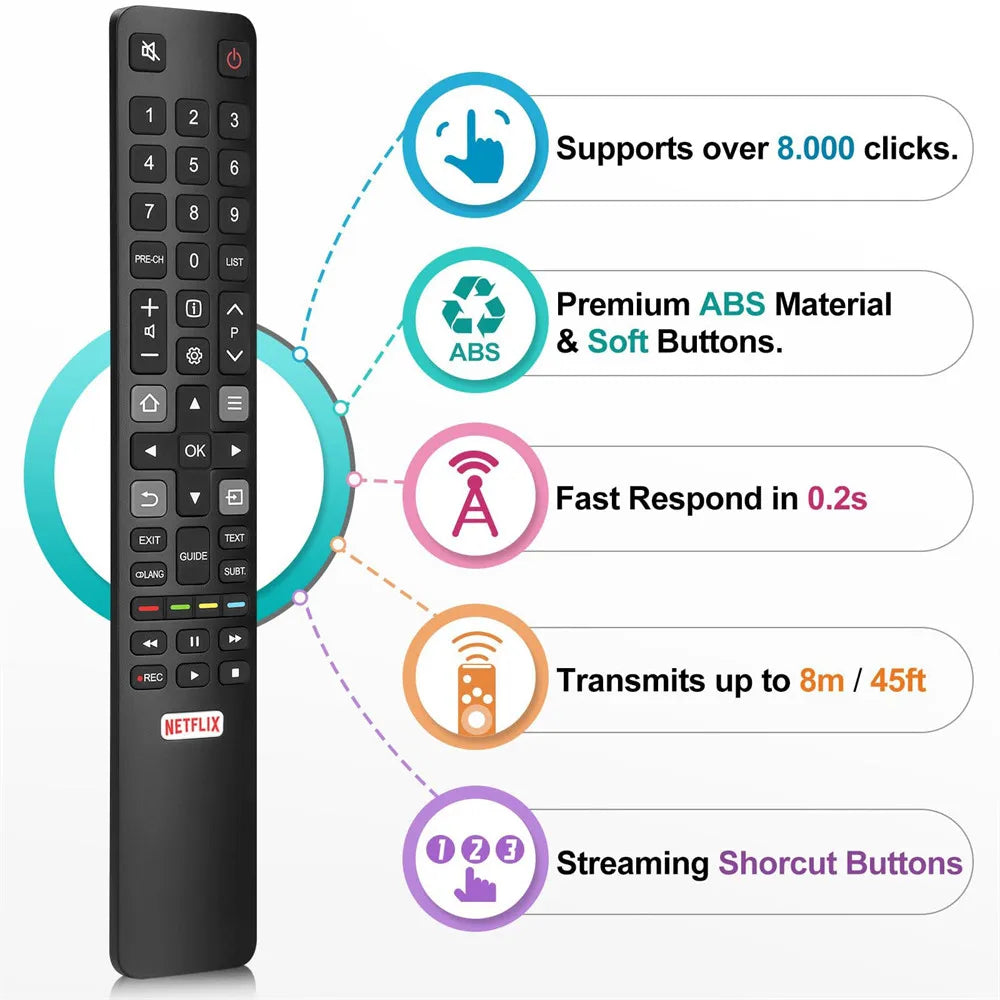 Universal Remote Control Replacement RC802N YAI2 for TCL Sma