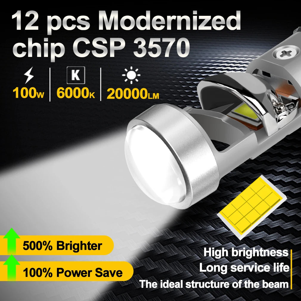 XSTORM H7 LED Projector Lens 100W 30000LM double Lens H7 Hea