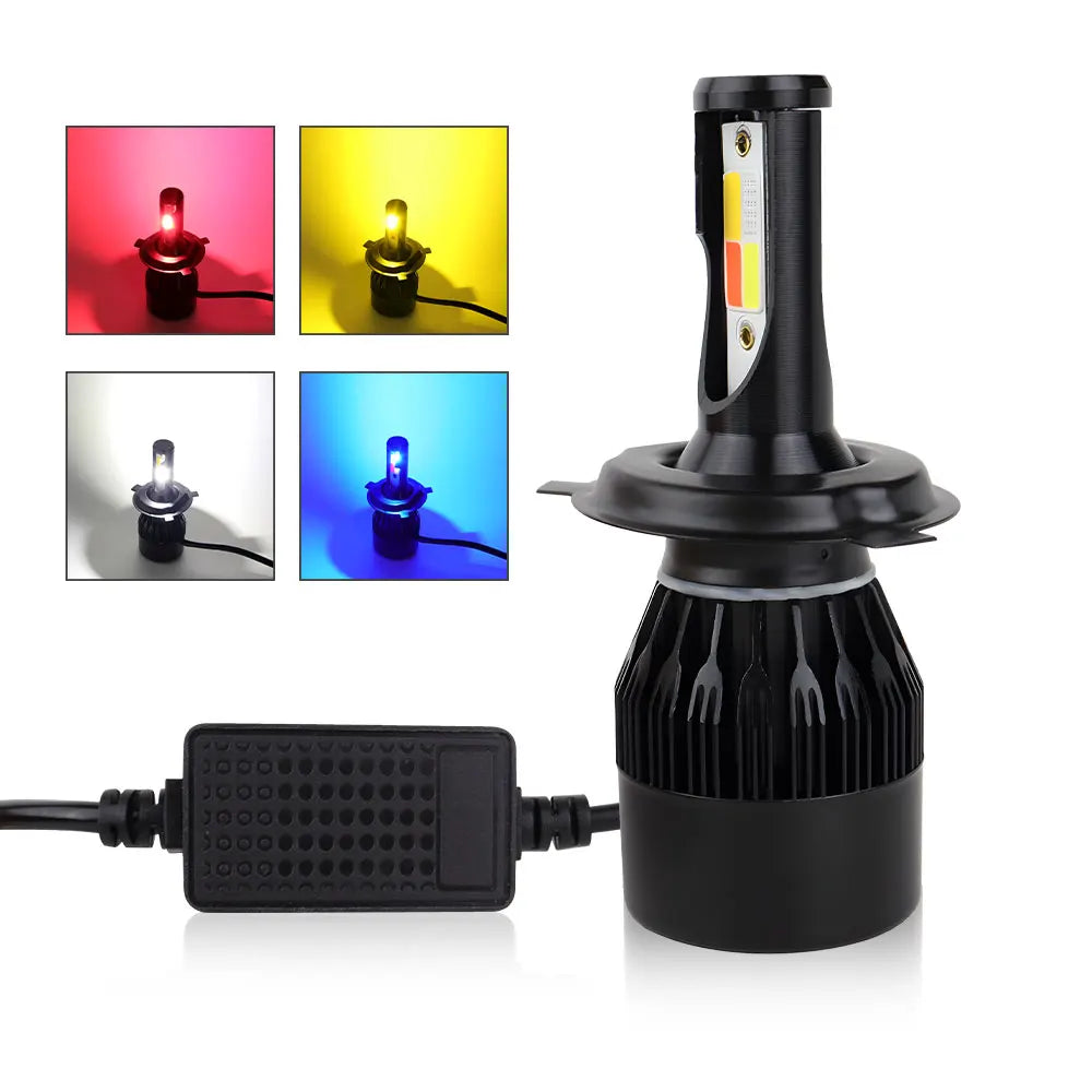 H4 LED 4 Color Flash Headlight H1 H7 LED Projector H8 H11 HB3 HB4 80W LED Lights Auto Lamp Car Automobiles Headlamp 12V Fog Bulb