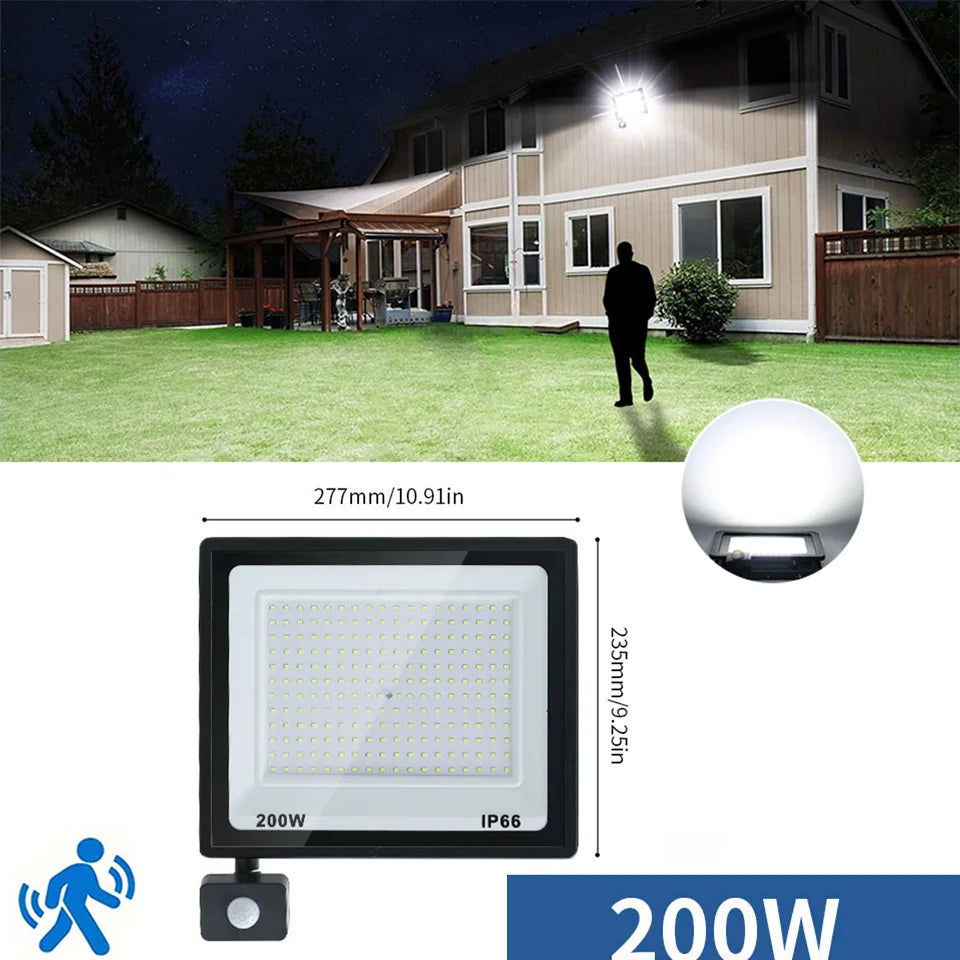 LED Floodlight Motion Sensor AC220V AC110V 10W-300W Waterproof Outdoor Projector Exterior Spotlight Outdoor lamp Wall Reflector