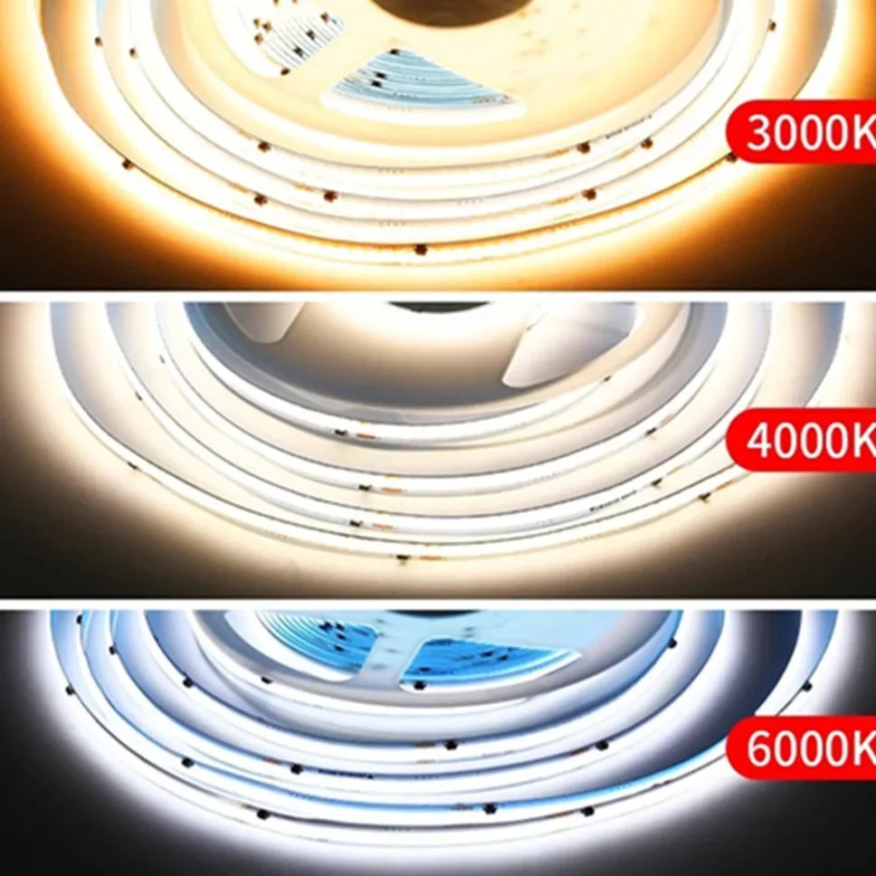 5m 10m 20m 30m COB LED Strip Light 220V Flex Tape Lamp with 