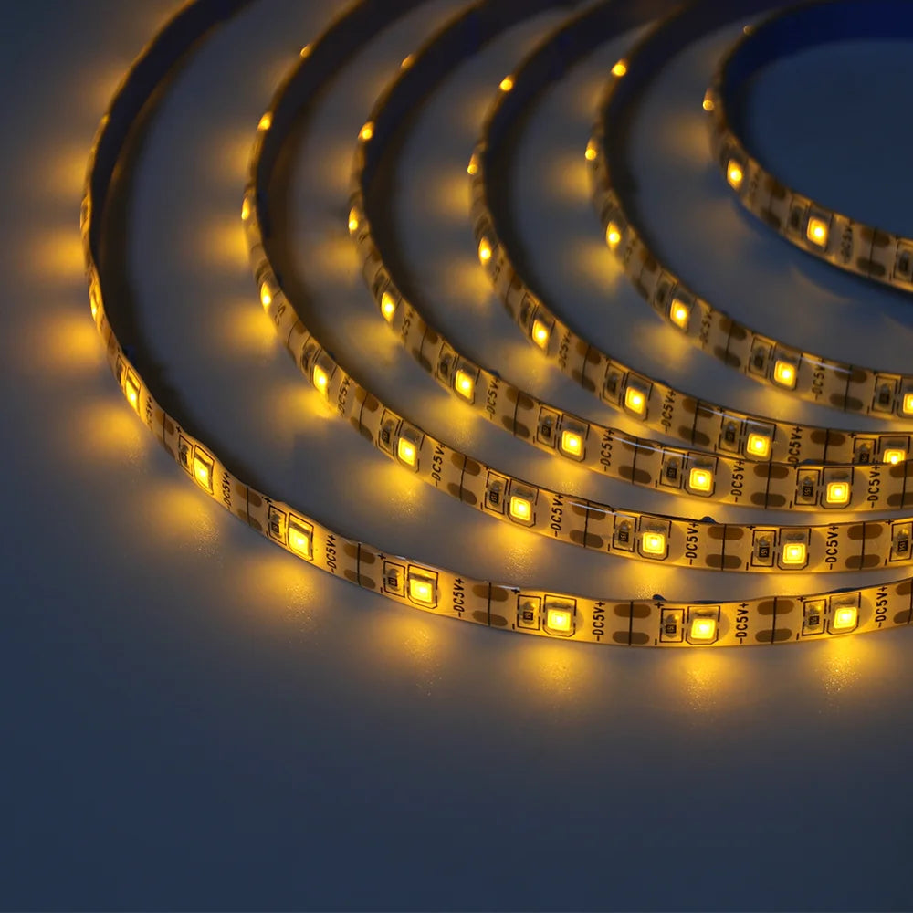 5V USB LED Strip Light with Adhesive Tape 2835 60LEDs Flexible LED Tape Waterproof Rope Light for TV Backlight Cabinet Lamp