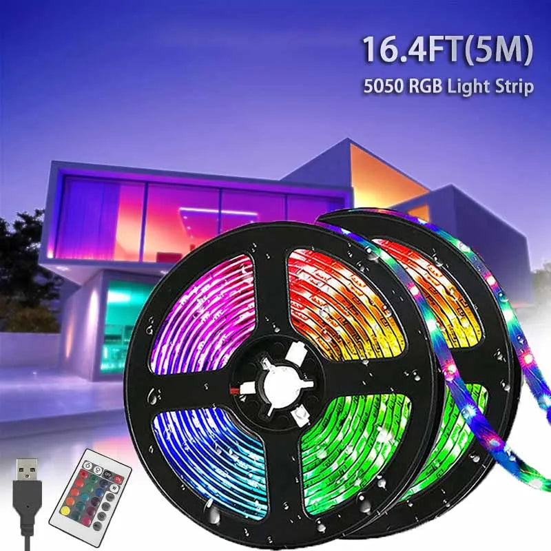 5M Led Light with USB Plug 24 Keys 5050 Multicolor RGB TV Ba