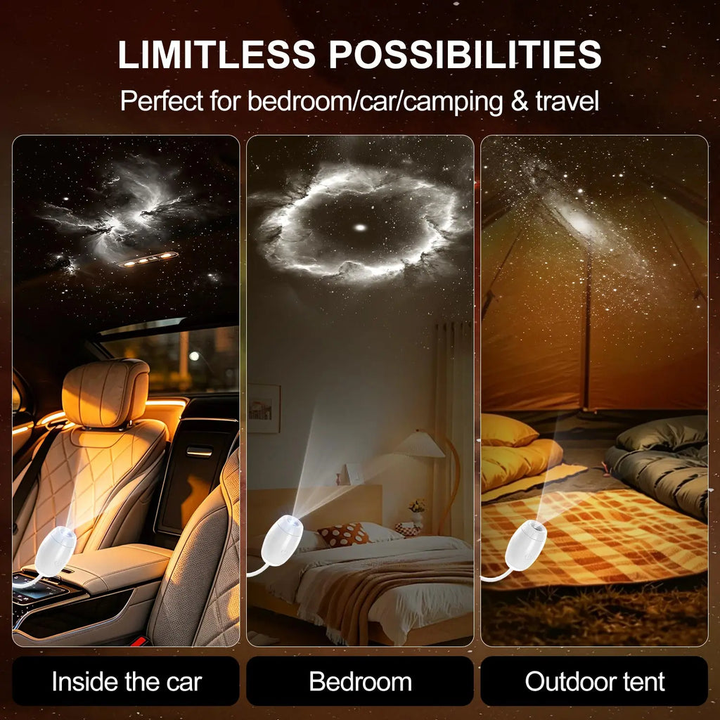 2 in 1 USB Projection Lamp Manual Focus Projector Light Car 
