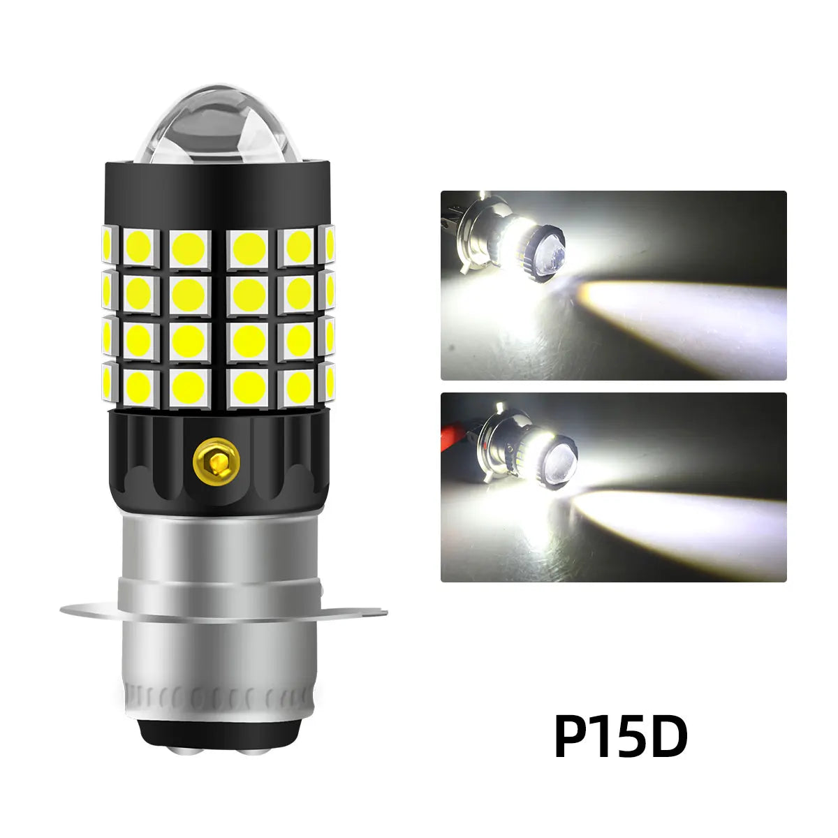 H4 LED P15D BA20D Motorcycle Headlight Bulb CSP Projector Lens White Yellow Hi/Lo Beam Lamp For Moto Scooter Accessories 12V