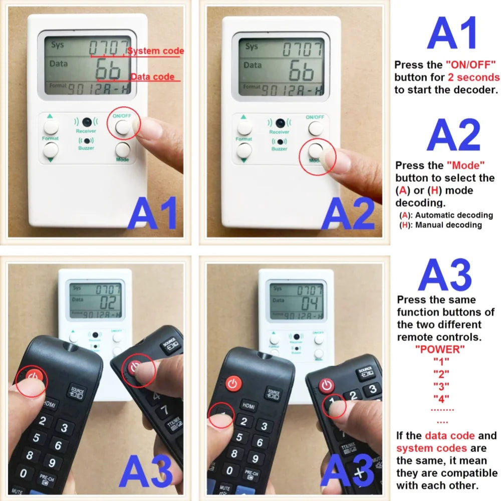 Universal IR Remote Control Decoder Tester Remote Control Te