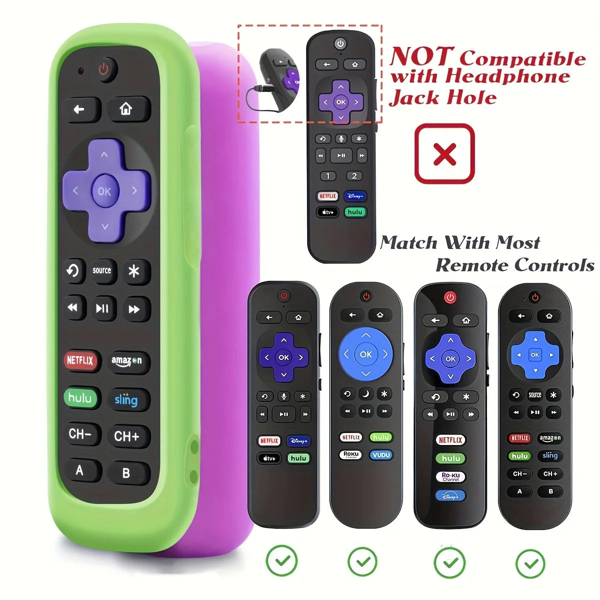 2pcs Glow-in-the-Dark Silicone Remote Cover for TCL Hisense 
