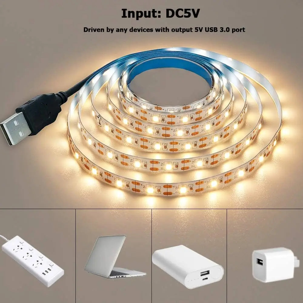 DC 5V USB LED Strips 2835 Warm White LED Strip Light TV Mirr