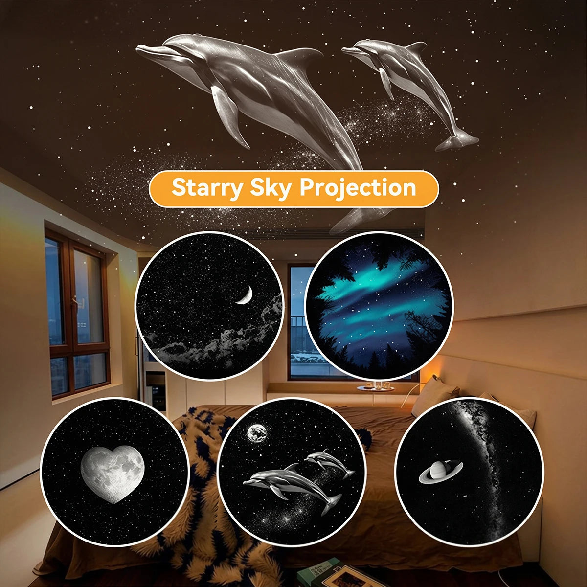 Starry Sky Projection Light 5 Patterns LED Planet Aurora Moo