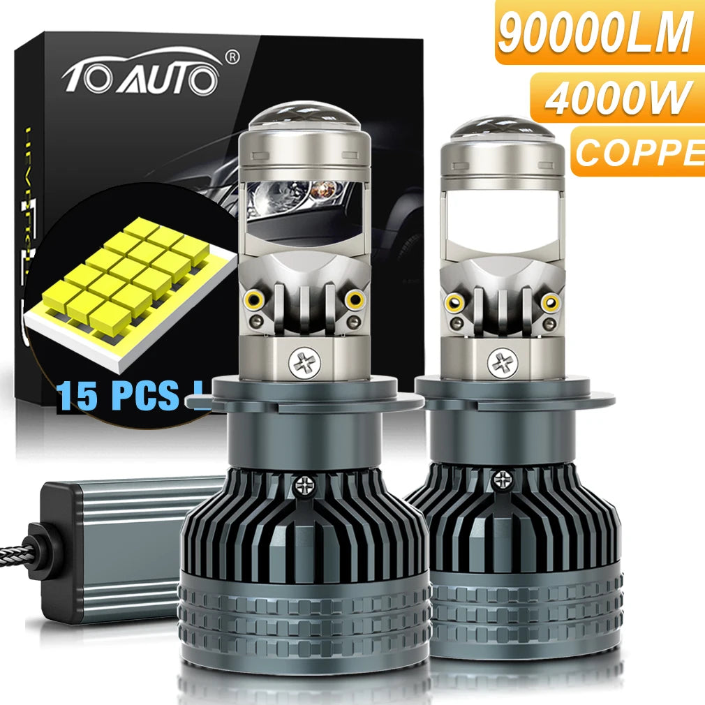 H7 LED Car Headlight Bulbs Projector Lens Bi-LED H4 High Bea