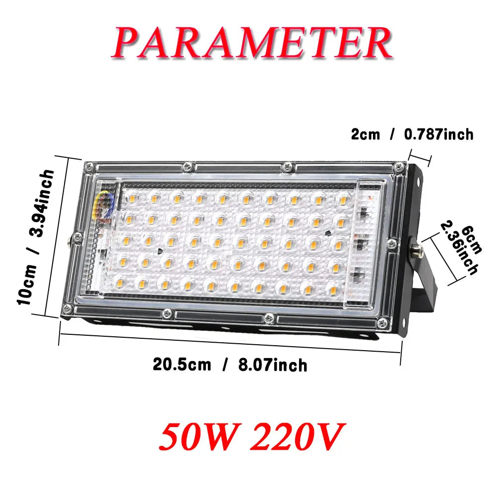LED Flood Light AC 220V 240V 50W IP65 Waterproof Outdoor Gar