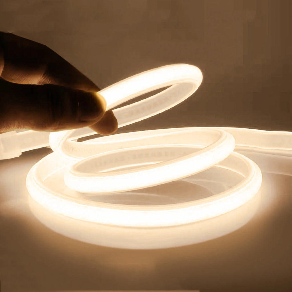 110V 220V Cob LED Tape Outdoor Waterproof Christmas Decor 5/10/20/30M Neon Led Strip with Switch Garden Lights For Kitchen Room
