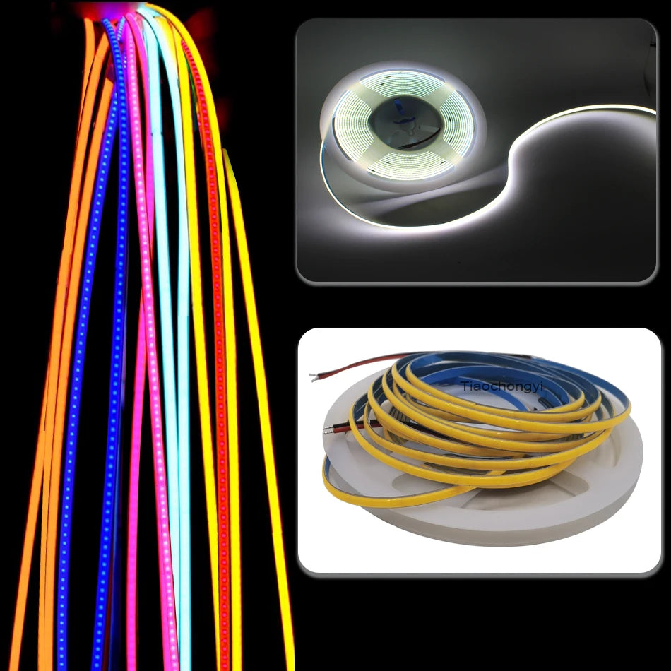 3mm PCB Ultra Thin DC12V 392LEDs/m COB LED Light Strip for H