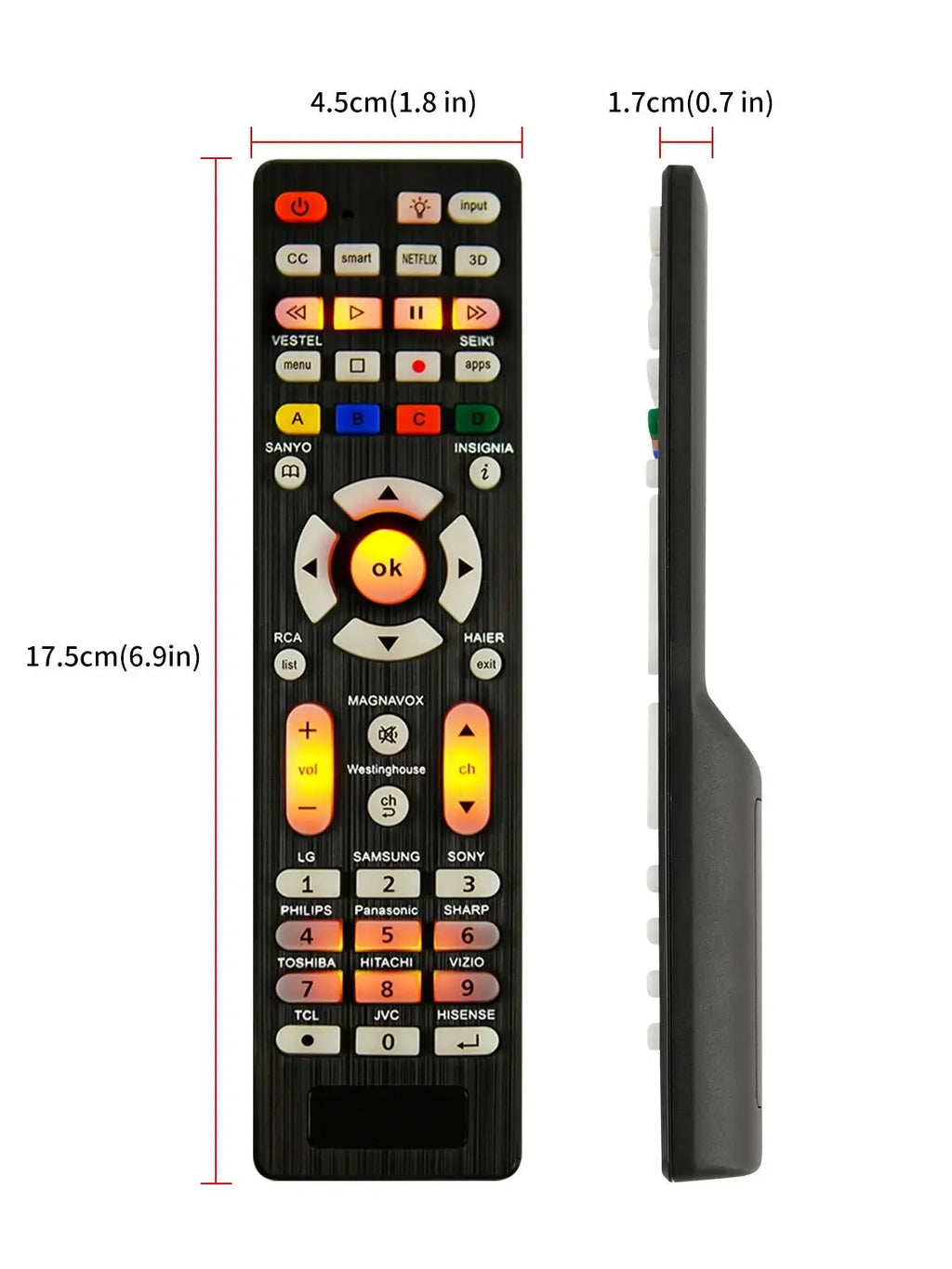 Universal RC-G008 Replacement Remote Control for All Models and Brands TV with Light in the Night