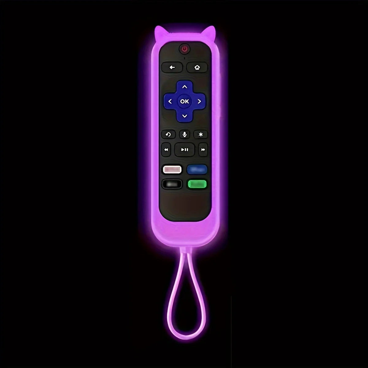 Glow in the Dark Cute Cat s Ears Shaped Silicone Universal Remote Control Cover with for TCL Hisense Roku TV Remote Control