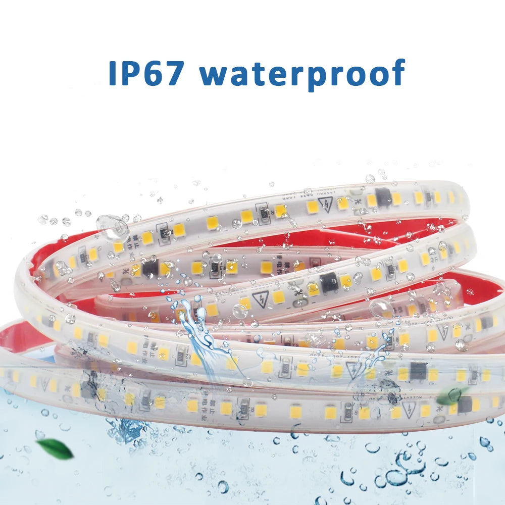 AC 220V 230V 2835 LED Strip Light Waterproof IP67 120LEDs/m 
