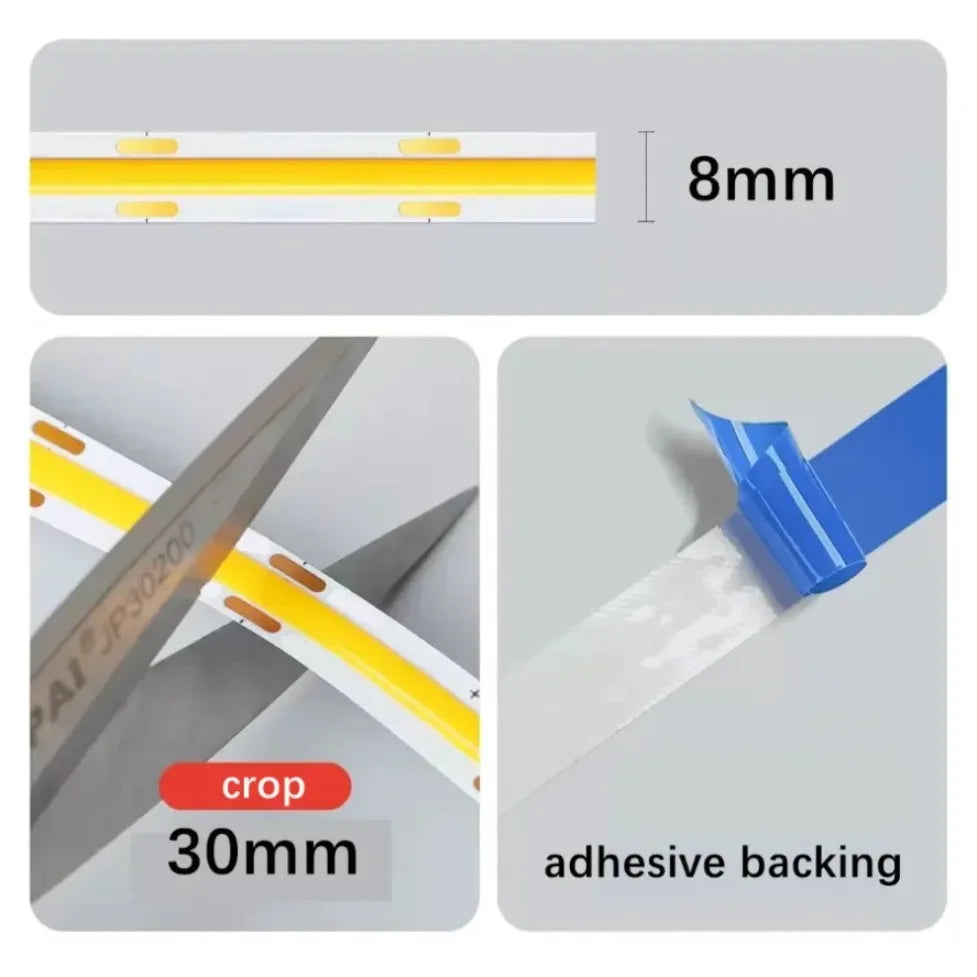 DC5V USB Motion Sensor 8mm COB LED Strip 3 Modes Dimmable In