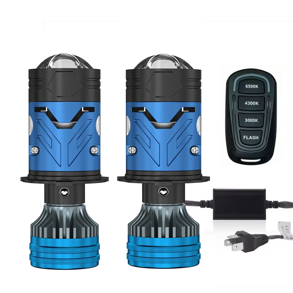 9800W H4 LED Projector Len Bulb Three Color Remote Control 6500K 4300K 3000K Car H4 Headlight Canbus Hi/Lo Beam Motorcycle Light