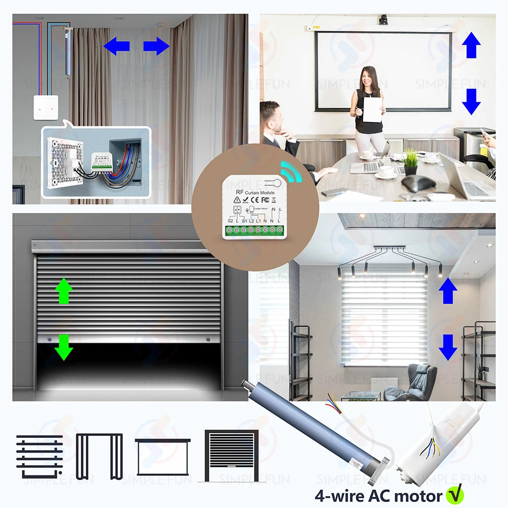433Mhz 110V 220V Curtain Roller Shutter Wireless Switch and 