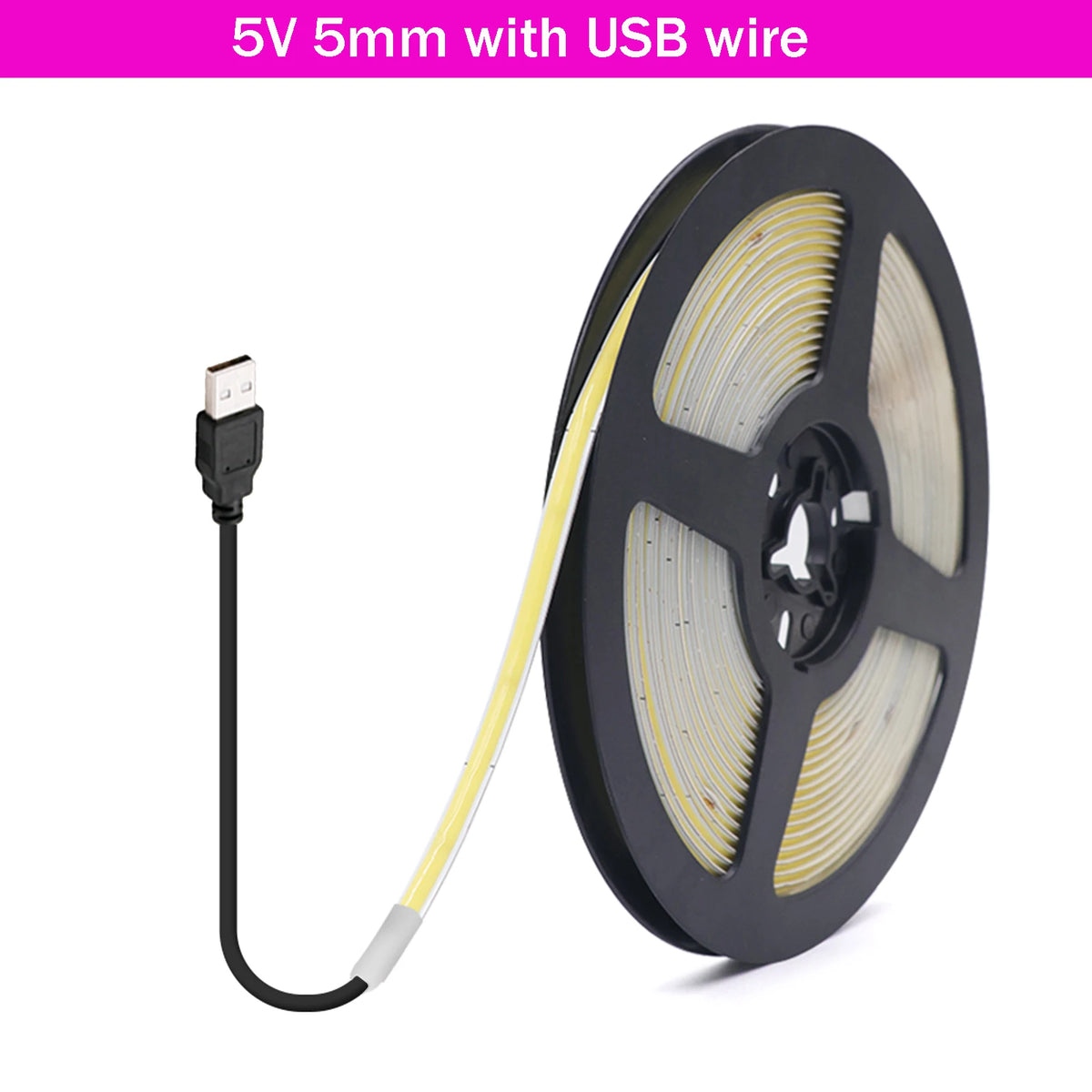 DC5V USB COB LED Strip 3mm 5mm 8mm Width 12V 320LEDs Flexible LED Strip Light with Adhesive High Density Linear Lighting