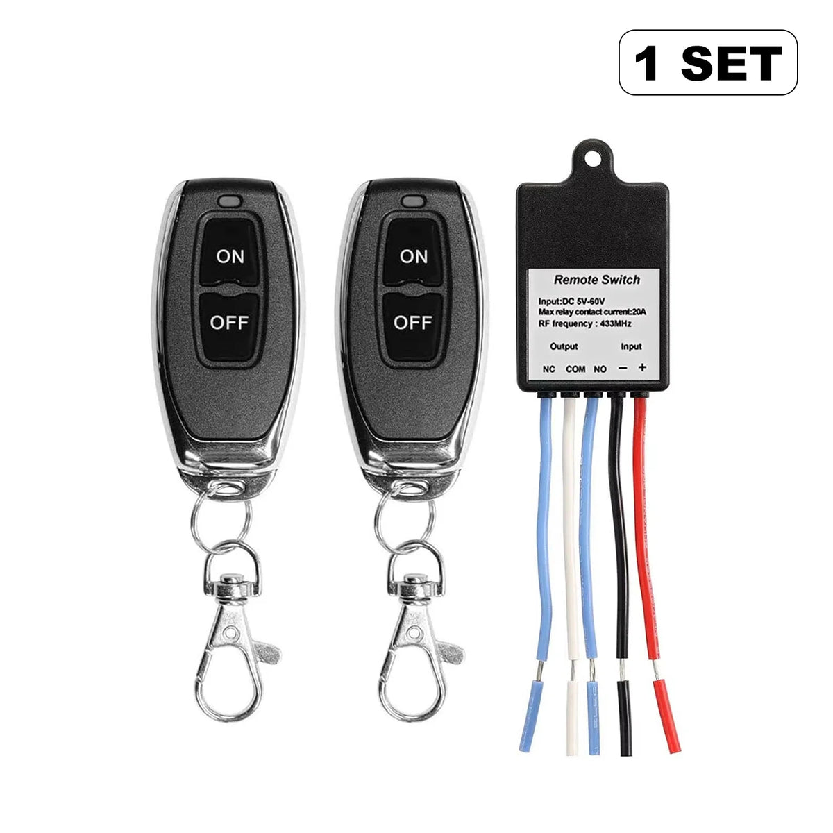 433MHz Wireless Remote Control Switch Relay DC 5V-60V Transmitter Remote Control Dry Contact Relay Gate Door Light Controls