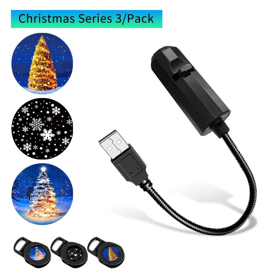 Led Halloween Moon Lamp USB Projector Night Light Christmas Holiday Ornaments for Ceiling Wall Atmosphere Mood Light Adjustable