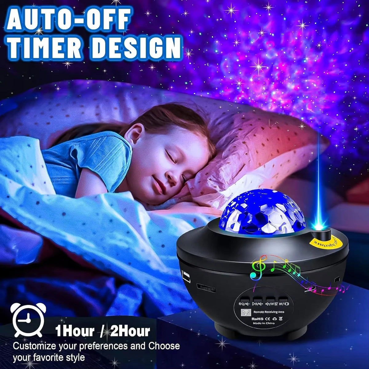 LED Starry Sky Galaxy Projector Night Light BT Music Player 