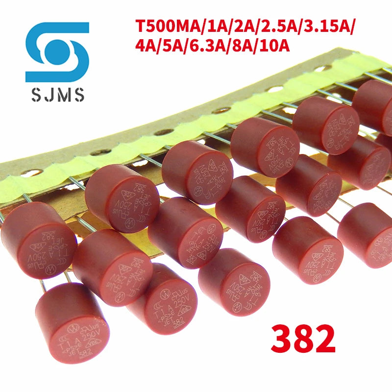 10PCS Round Fuse Slow Blow DIP 2Pin 500mA 1A 2A 2.5A 3.15A 4