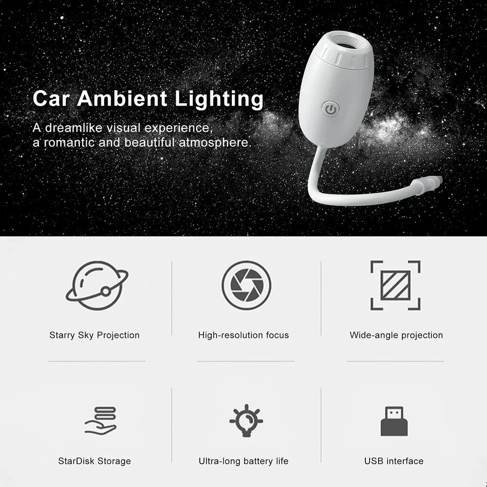 USB Galaxy Projector Night Light Car Mood Light Cool Stuff F