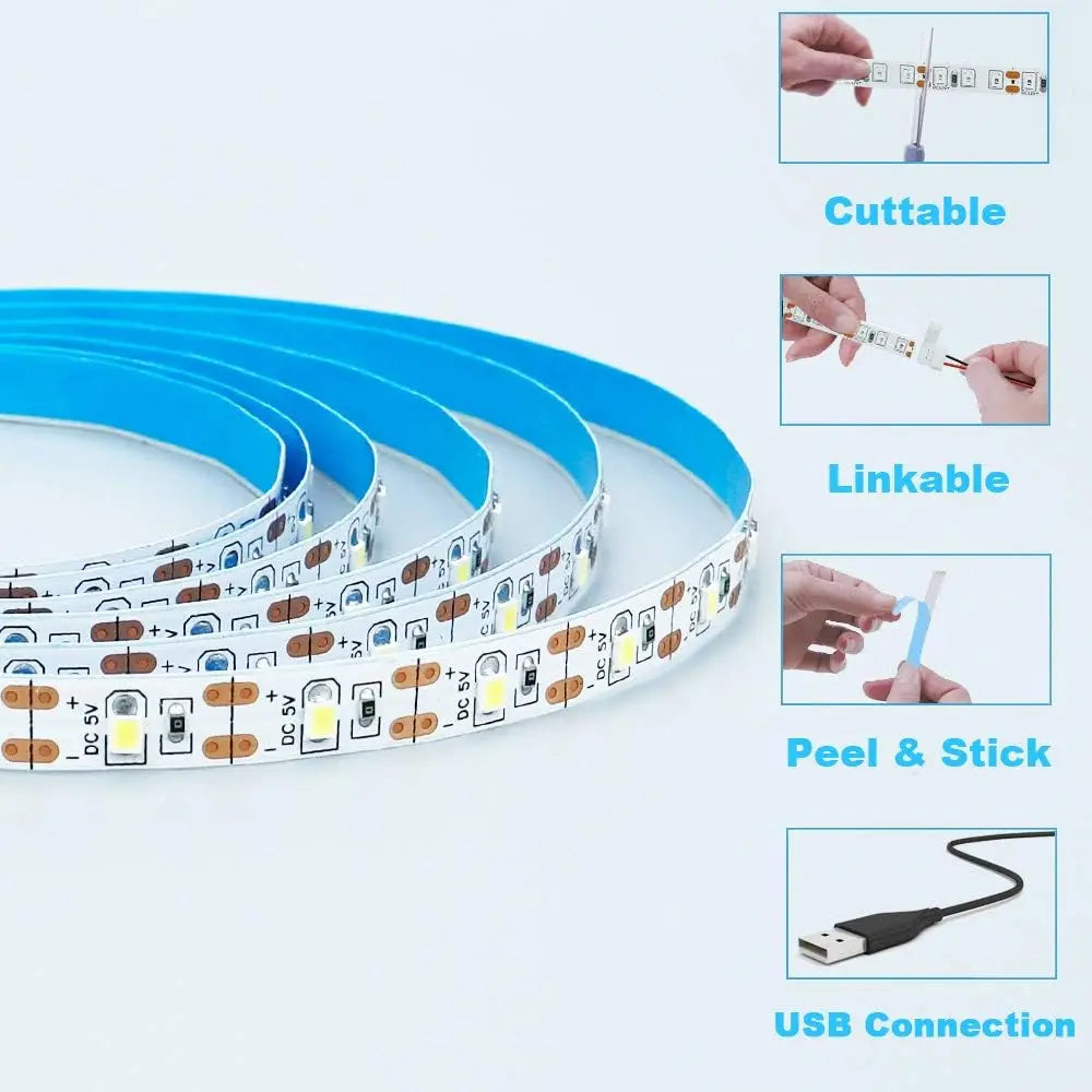 DC 5V USB LED Strips 2835 Warm White LED Strip Light TV Mirr