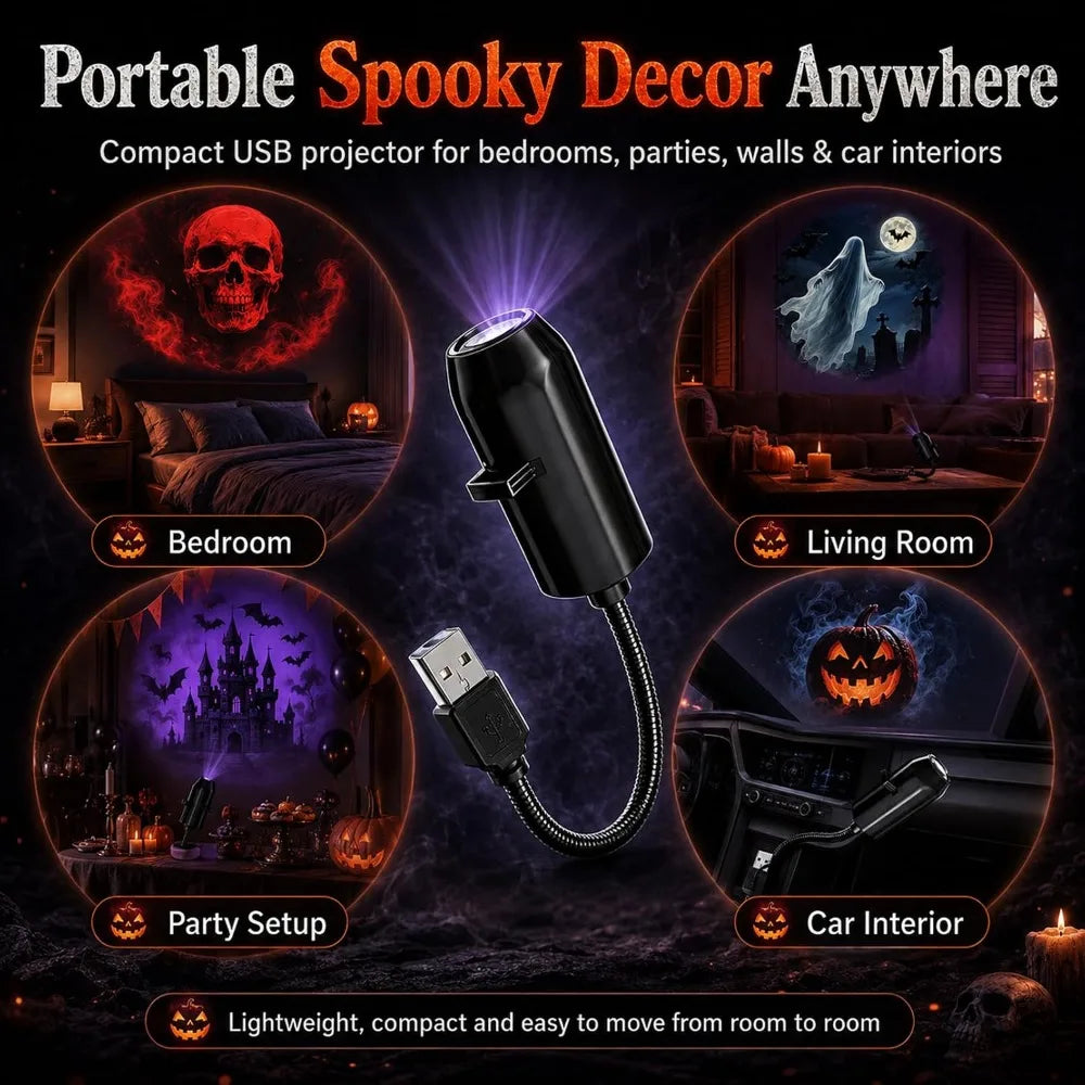 USB Projector Light Halloween Ghost Skull Night Light Switch