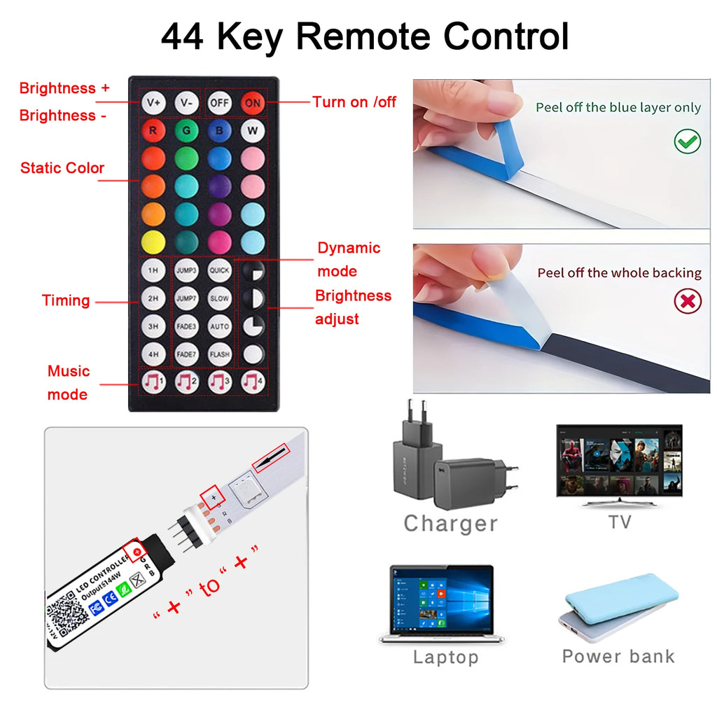 RGB LED Strip Lights Music Sync USB 5V Remote Control Led Ri